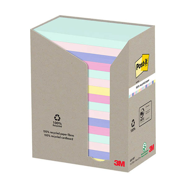 3M Post-it gerecycleerde notes assorti pastel 76 x 127 mm (16 stuks) 201398 - 1