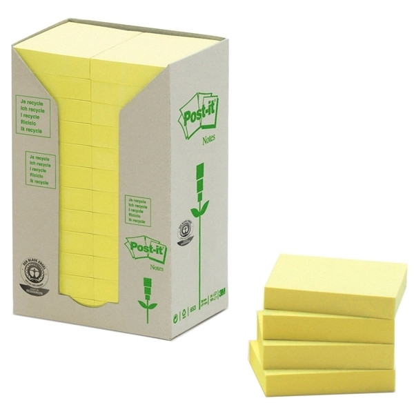 3M Post-it gerecycleerde notes toren geel 38 x 51 mm (24 pack) 653-1T 201384 - 1