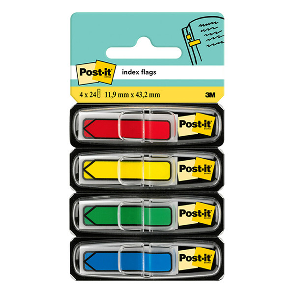 3M Post-it index pijltjes met 4 basiskleuren 11,9 x 43,2 mm (4 x 24 tabs) 684ARR3 201358 - 1