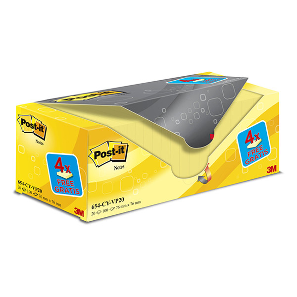3M Post-it notes geel 76 x 76 mm (20 pack) 654Y20 201459 - 1