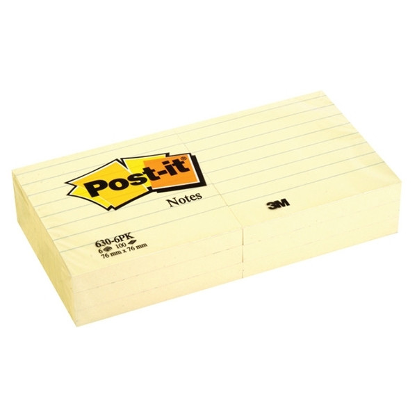 3M Post-it notes gelijnd geel 76 x 76 mm (6 pack) 630YEL 201466 - 1