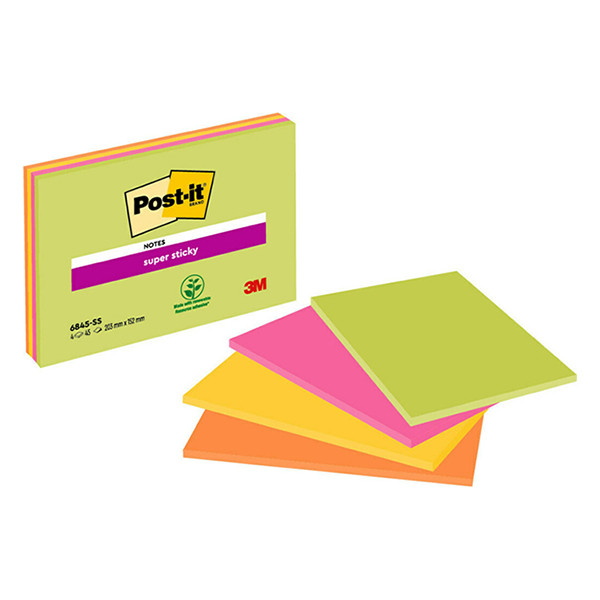 3M Post-it super sticky meeting notes assorti 203 x 153 mm (4 pack) 201418 - 1