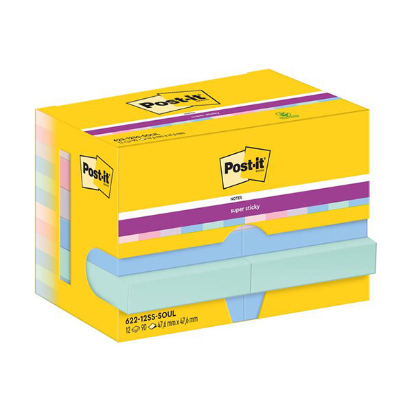 3M Post-it super sticky notes Soulful 47,6 x 47,6 mm (12 stuks) 622-12SS-SOUL 201009 - 1