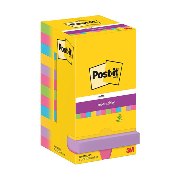 3M Post-it super sticky notes assorti 76 x 76 mm (12 stuks) 654-12SS-UC 201015 - 1