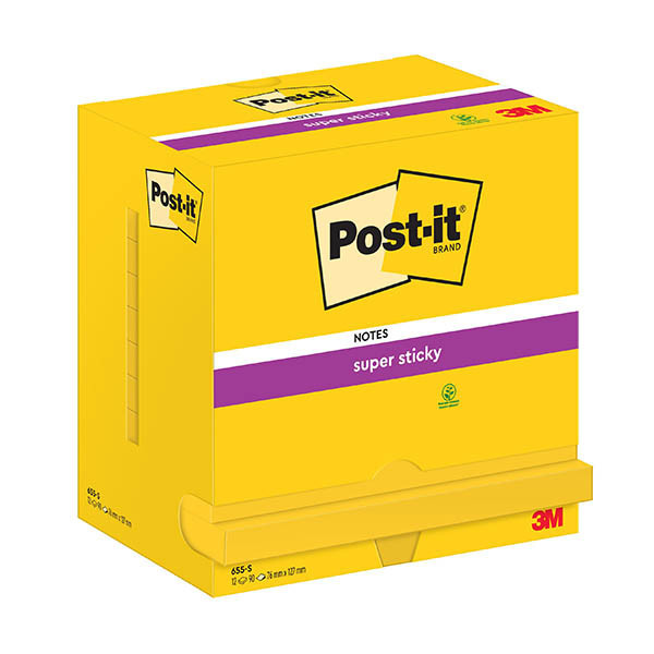 3M Post-it super sticky notes fluogeel 76 x 127 mm (12 stuks) 201019 - 1