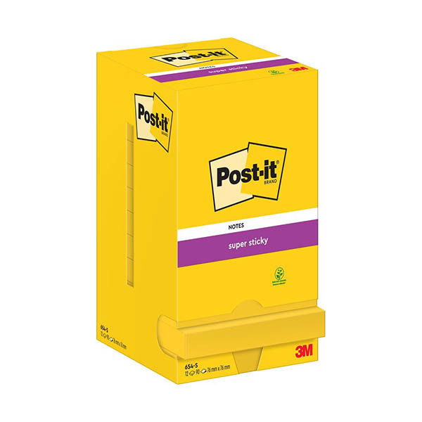 3M Post-it super sticky notes fluogeel 76 x 76 mm (12 stuks) 201017 - 1