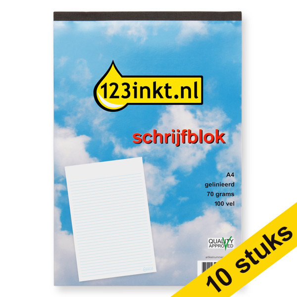 Aanbieding: 10x 123inkt cursusblok A4 gelijnd 70 g/m² 100 vellen  300569 - 1