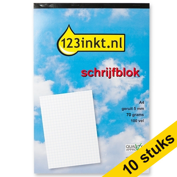 Aanbieding: 10x 123inkt cursusblok A4 geruit 5 mm 70 g/m² 100 vellen  300572 - 1