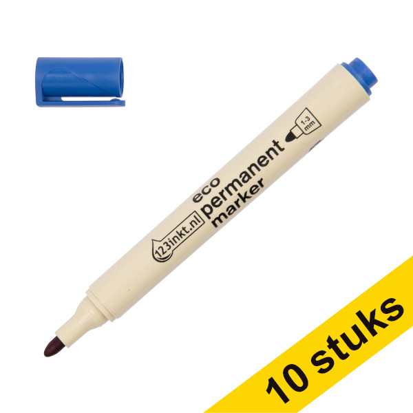 Aanbieding: 10x 123inkt eco permanent marker blauw (1 - 3 mm rond)  390598 - 1
