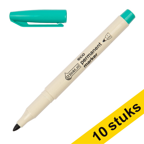 Aanbieding: 10x 123inkt eco permanent marker groen (1 mm rond)  390609 - 1