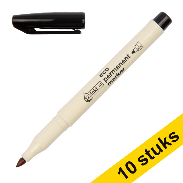 Aanbieding: 10x 123inkt eco permanent marker zwart (1 mm rond)  390603 - 1