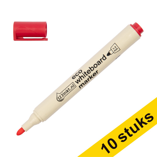 Aanbieding: 10x 123inkt eco whiteboard marker rood (1 - 3 mm rond)  390587 - 1