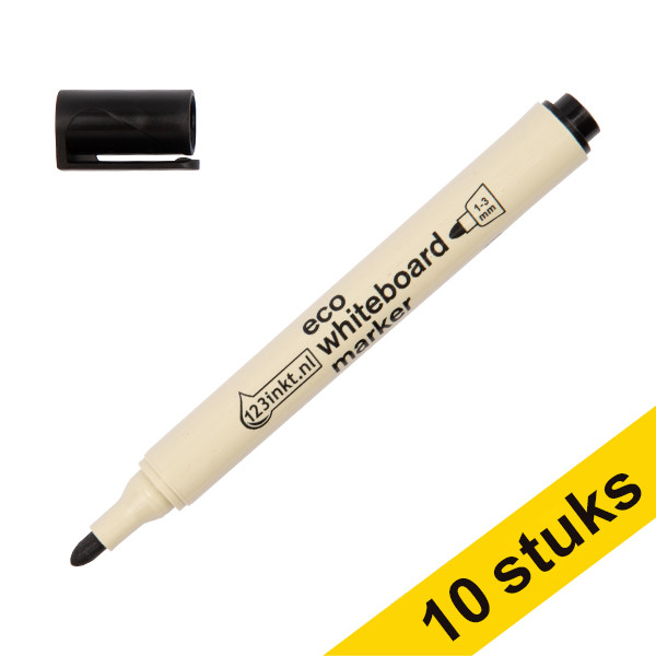 Aanbieding: 10x 123inkt eco whiteboard marker zwart (1 - 3 mm rond)  390585 - 1