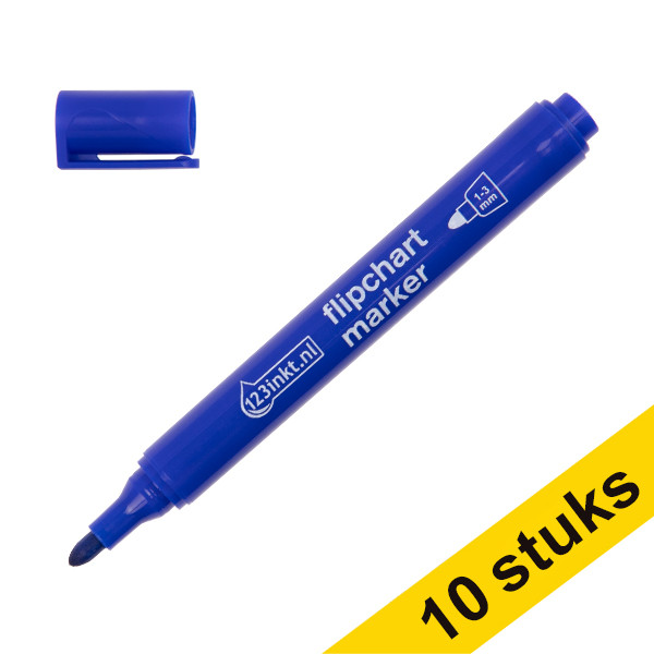 Aanbieding: 10x 123inkt flipchartmarker blauw (1 - 3 mm rond)  390562 - 1