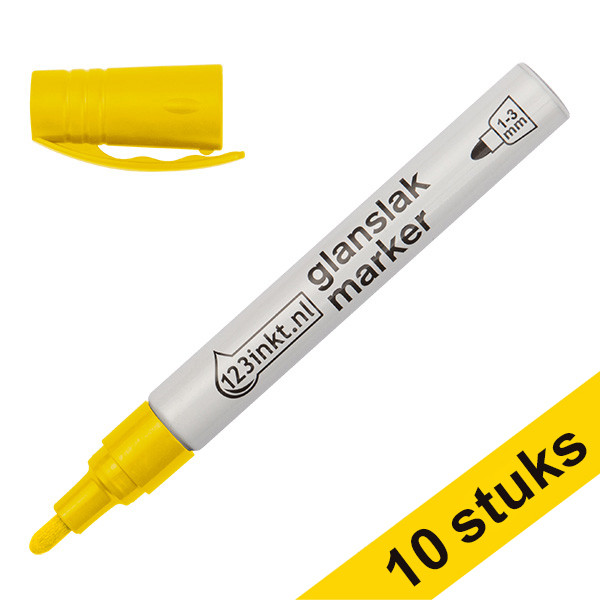 Aanbieding: 10x 123inkt glanslakmarker geel (1 - 3 mm rond)  300860 - 1