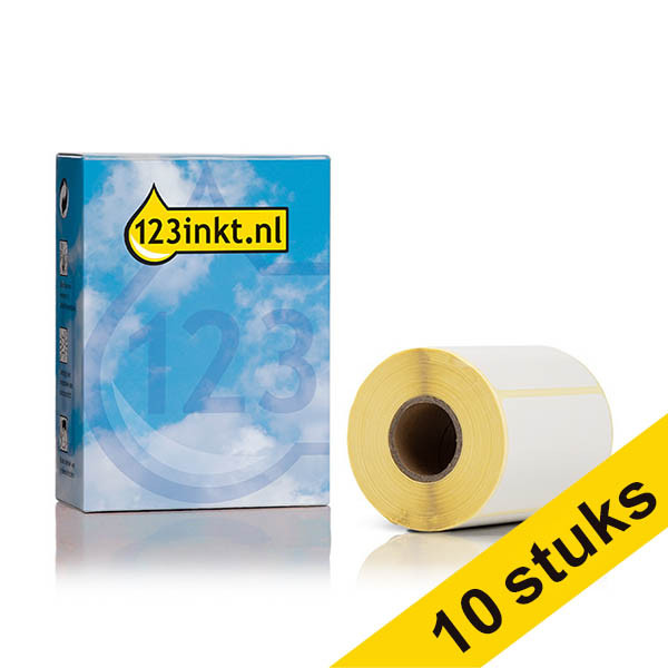Aanbieding: 10x 123inkt huismerk vervangt Brother BDE-1J044076-066 voorgestanste labels 76 mm x 44 mm 650838 - 1