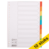 Aanbieding: 10x 123inkt kartonnen tabbladen A4 gekleurd met 10 tabs (23-gaats)  300577