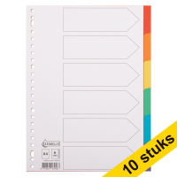 Aanbieding: 10x 123inkt kartonnen tabbladen A4 gekleurd met 6 tabs (23-gaats)