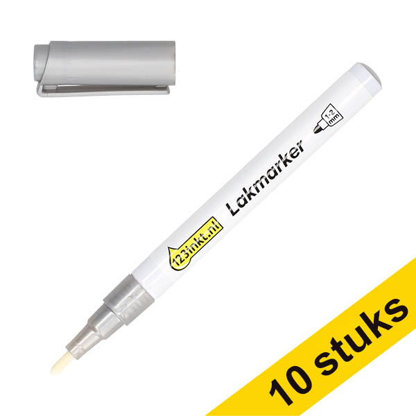 Aanbieding: 10x 123inkt lakmarker zilver (1 - 2 mm rond) 303320 - 1