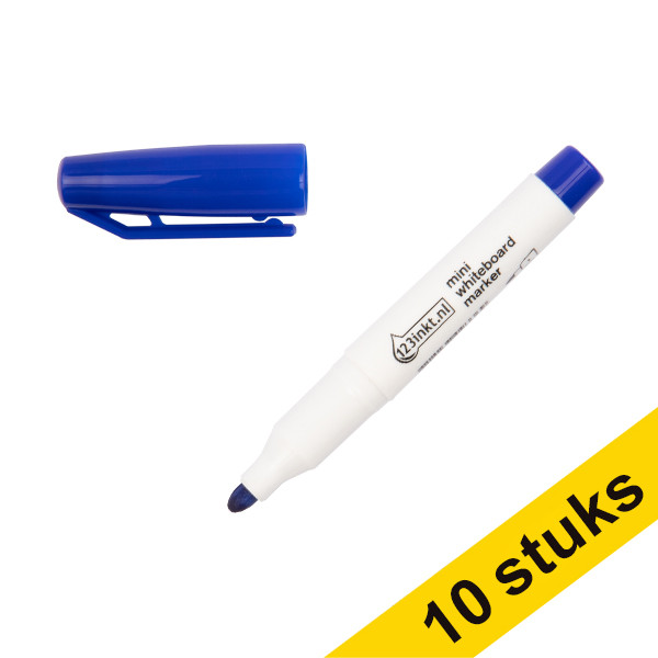 Aanbieding: 10x 123inkt mini whiteboard marker blauw (1 mm rond)  390571 - 1