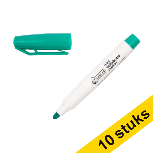 Aanbieding: 10x 123inkt mini whiteboardmarker groen (1 mm rond)  390573 - 1