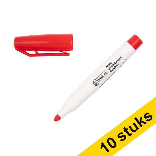 Aanbieding: 10x 123inkt mini whiteboardmarker rood (1 mm rond)  390569 - 1