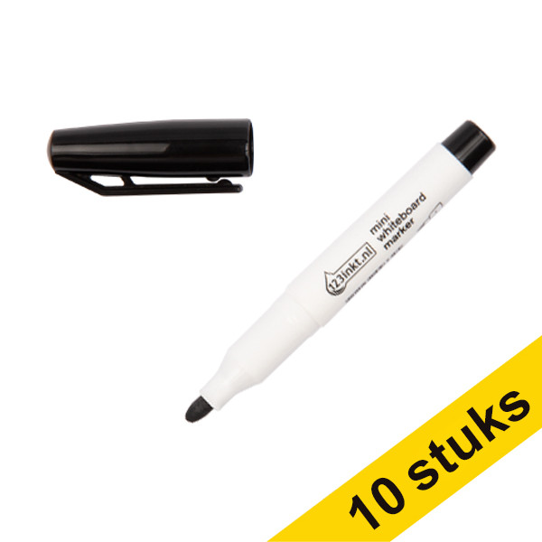 Aanbieding: 10x 123inkt mini whiteboardmarker zwart (1 mm rond)  390567 - 1