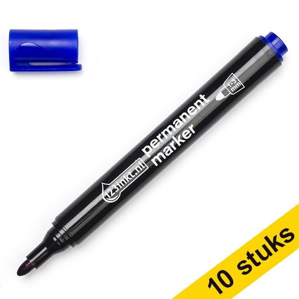 Aanbieding: 10x 123inkt permanent marker blauw (2,5 mm rond)  300399 - 1