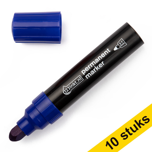 Aanbieding: 10x 123inkt permanent marker blauw (3 - 7 mm rond)  300867 - 1