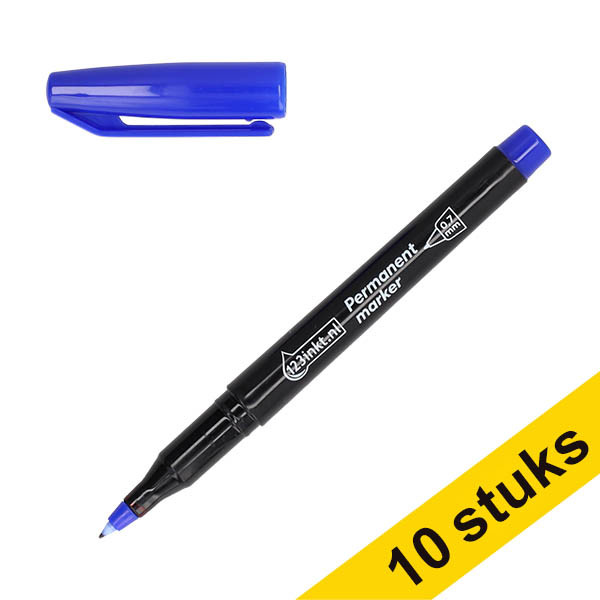 Aanbieding: 10x 123inkt permanent marker blauw super fine (0,7 mm rond) 303301 - 1