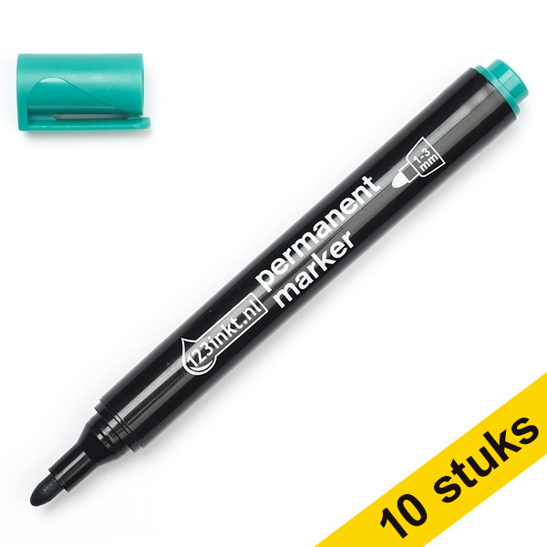 Aanbieding: 10x 123inkt permanent marker groen (1-3 mm rond) 300400 - 1