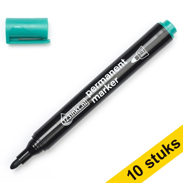 Aanbieding: 10x 123inkt permanent marker groen (2,5 mm rond)  300400 - 1