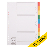 Aanbieding: 10x 123inkt plastic tabbladen A4 gekleurd met 10 tabs (23-gaats)