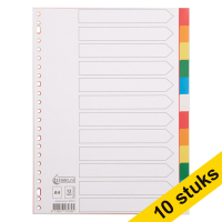 Aanbieding: 10x 123inkt plastic tabbladen A4 gekleurd met 12 tabs (23-gaats)  300583