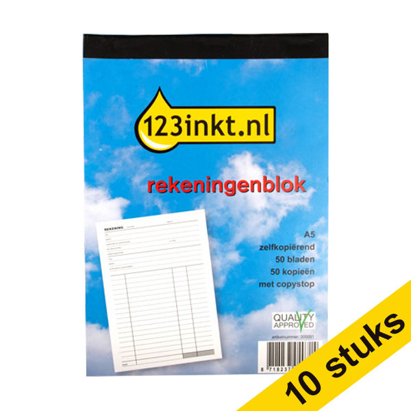 Aanbieding: 10x 123inkt rekeningenblok zelfkopiërend met copystop (50 vellen) 390627 - 1