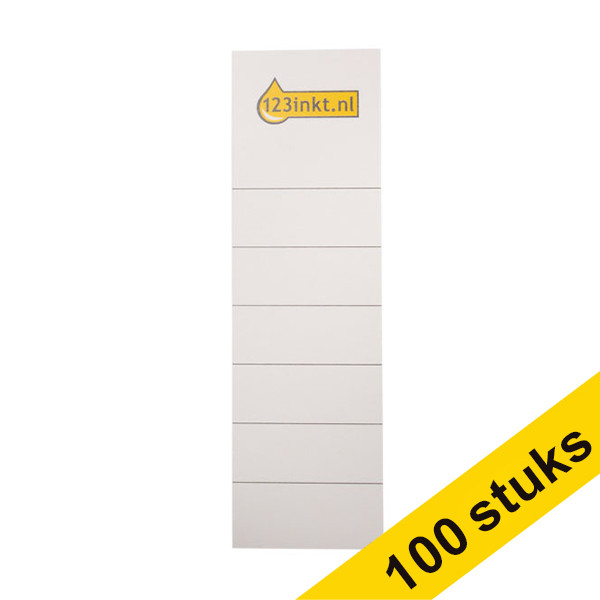 Aanbieding: 10x 123inkt rugetiketten 56 x 186 mm insteek breed wit (10 stuks) 390668 - 1