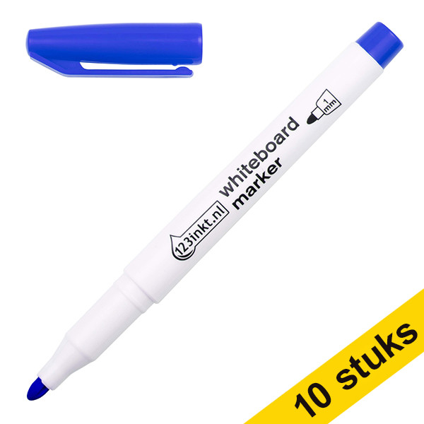 Aanbieding: 10x 123inkt whiteboard marker blauw (1 mm rond)  300893 - 1