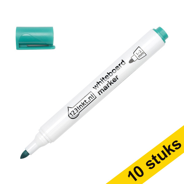 Aanbieding: 10x 123inkt whiteboard marker groen (2,5 mm rond) 300396 - 1