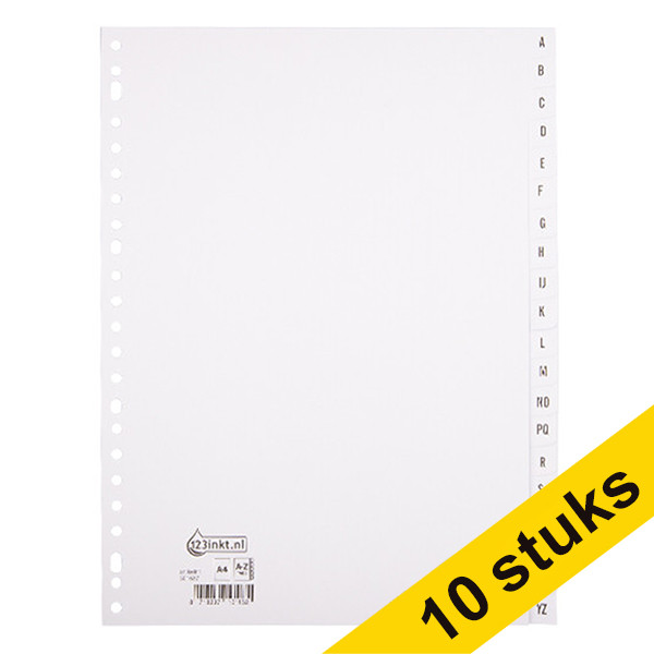 Aanbieding: 10x 123inkt witte kartonnen indexen A4 met A-Z tabs (23 gaats)  301887 - 1