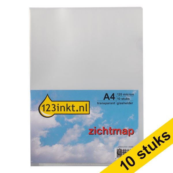 Aanbieding: 10x 123inkt zichtmap glashelder transparant A4 120 micron (10 stuks)  301210 - 1