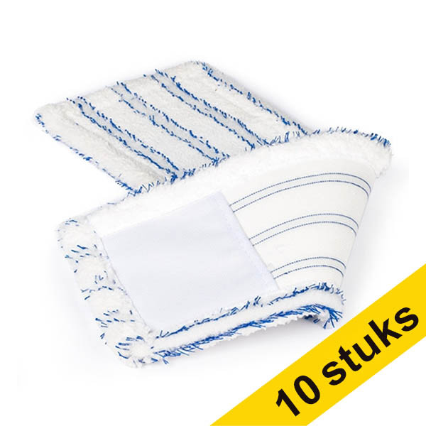 Aanbieding: 10x 123schoon microvezel doek blauw-wit voor vloerwisser SDR07324 - 1