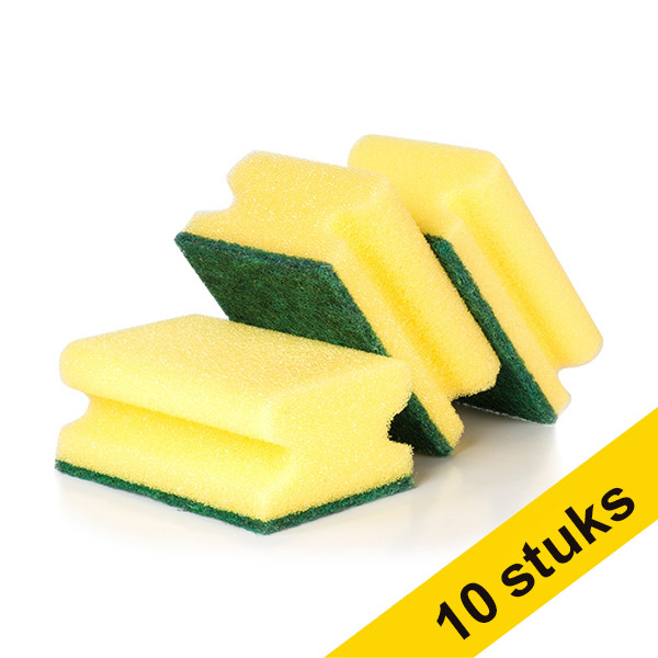 Aanbieding: 10x 123schoon schuurspons met grip 9 x 7 x 4,5 cm (3 stuks) SDR06160 - 1