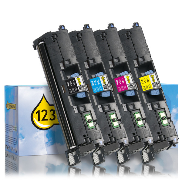 Aanbieding: 123inkt huismerk set voor HP 122A / 123A: HP Q3960A, 71A, 72A, 73A zwart + 3 kleuren  133003 - 1