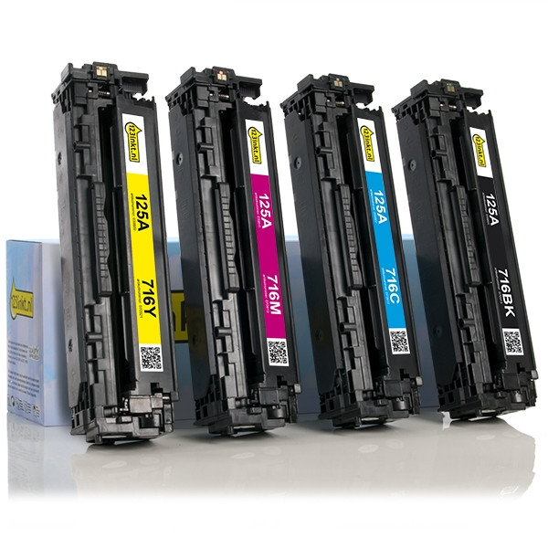 Aanbieding: 123inkt huismerk set voor HP 125A: HP CB540A, 541A, 542A, 543A zwart + 3 kleuren  130030 - 1