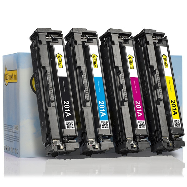 Aanbieding: 123inkt huismerk set voor HP 201A: HP CF400A, 401A, 402A, 403A zwart + 3 kleuren  130011 - 1