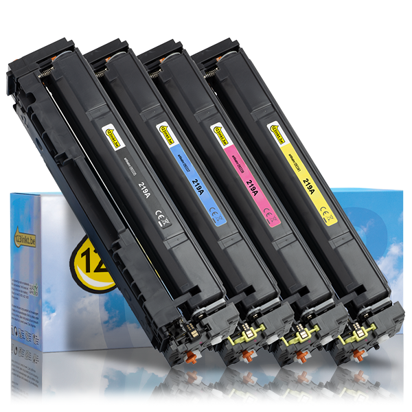 Aanbieding: 123inkt huismerk set voor HP 219A: HP W2190A, W2191A, W2192A, W2193A zwart + 3 kleuren 093709 - 1