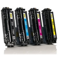 Aanbieding: 123inkt huismerk set voor HP 304A: HP CC530A, CC531A, CC532A, CC533A zwart + 3 kleuren  130032