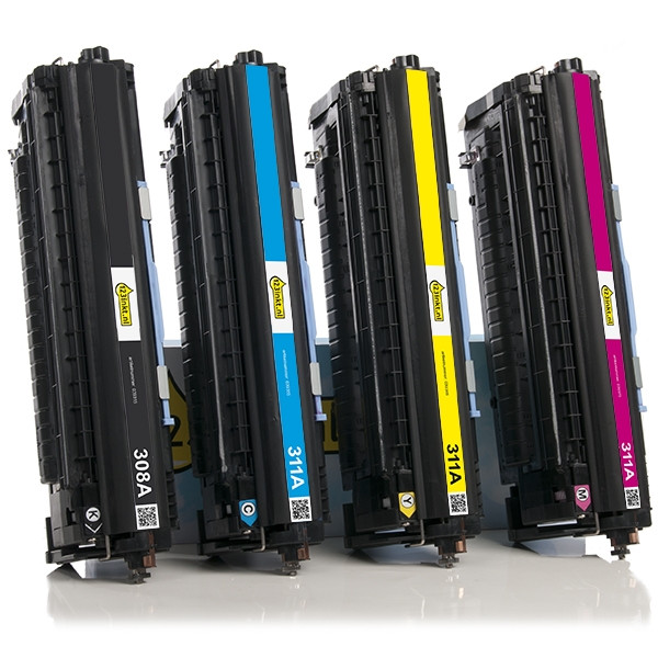 Aanbieding: 123inkt huismerk set voor HP 308A / 311A: HP Q2670A, 81A, 82A, 83A zwart + 3 kleuren  130012 - 1