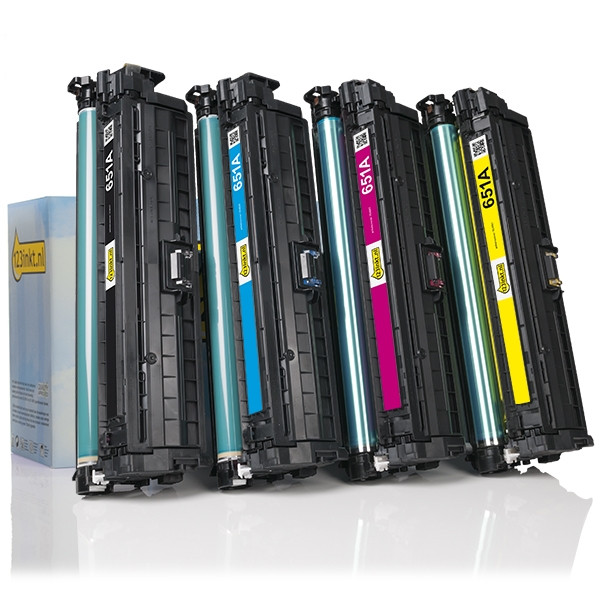 Aanbieding: 123inkt huismerk set voor HP 651A: HP CE340A, CE341A, CE342A, CE343A zwart + 3 kleuren  130048 - 1