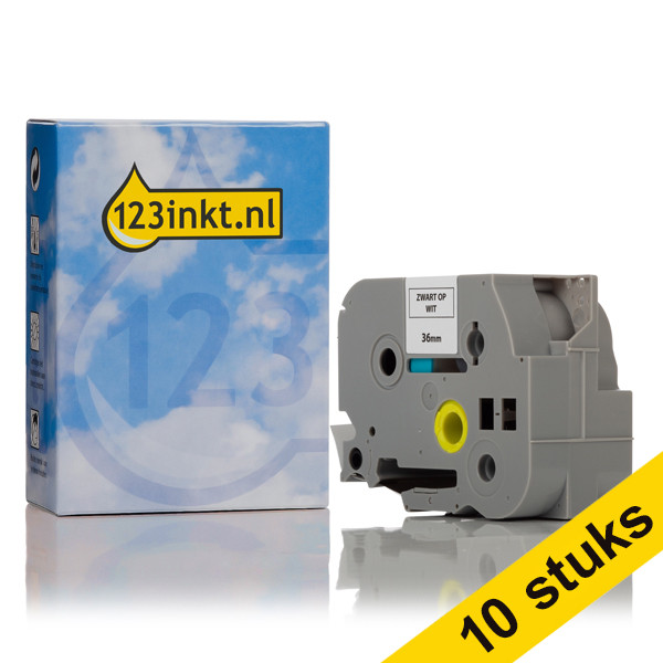 Aanbieding: 123inkt huismerk vervangt 10x Brother TZe-261 tape zwart op wit 36 mm  650545 - 1